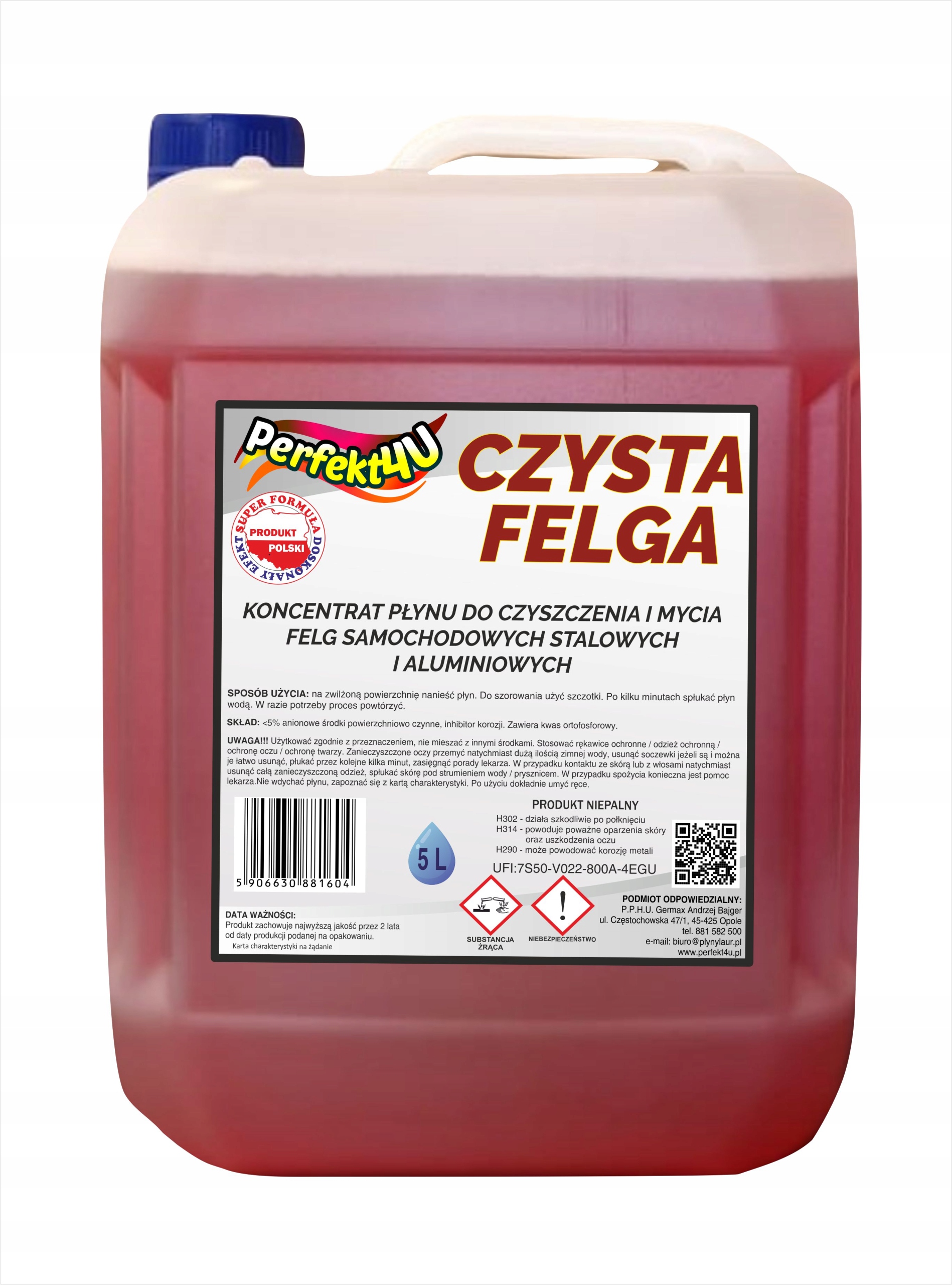 KONCENTRAT PŁYNU DO MYCIA FELG SAMOCHODOWYCH (OP,5L) od prtfekt4u