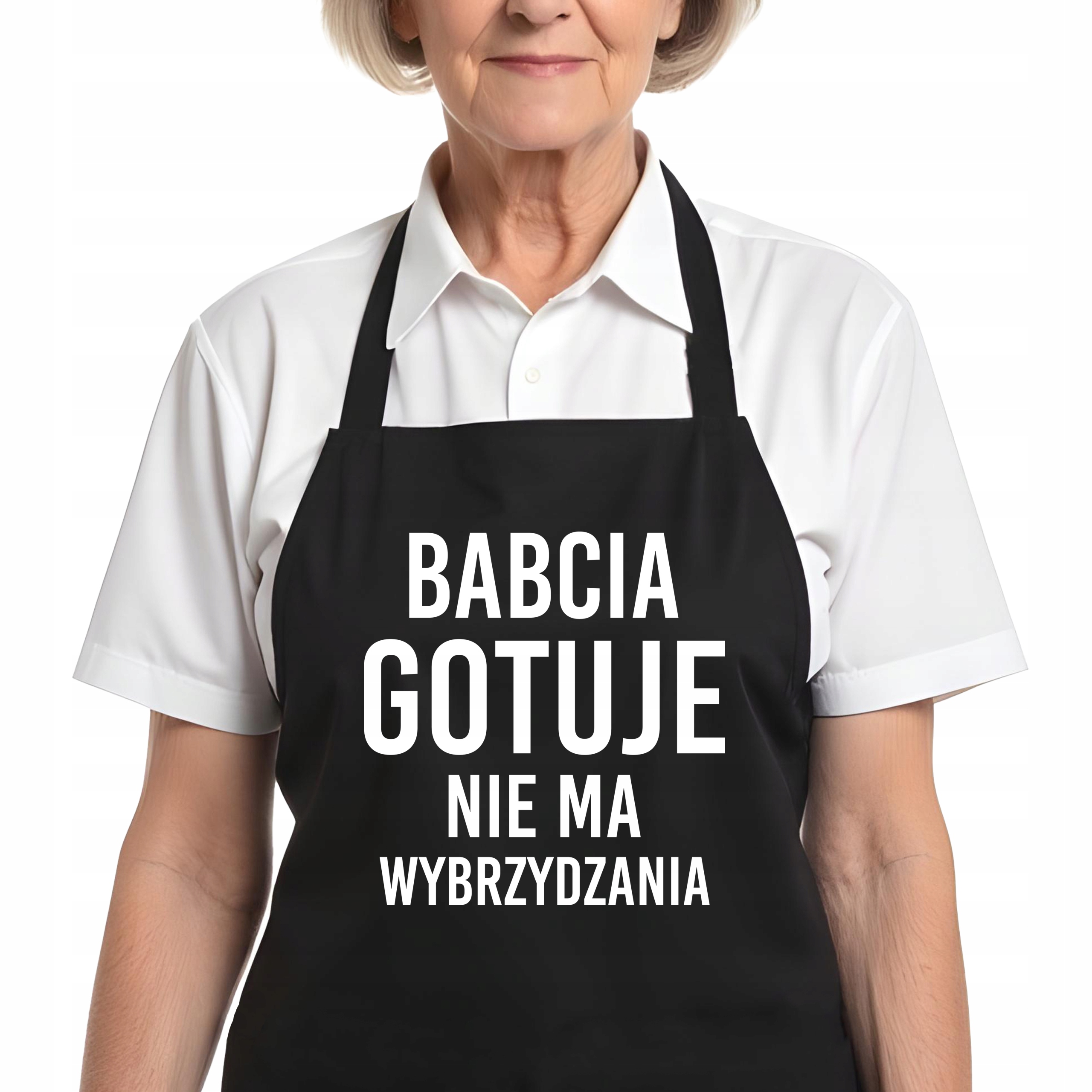 Kuchyňská zástěra černá Dárek k jmeninám pro babičku Neexistuje žádné vybíravost