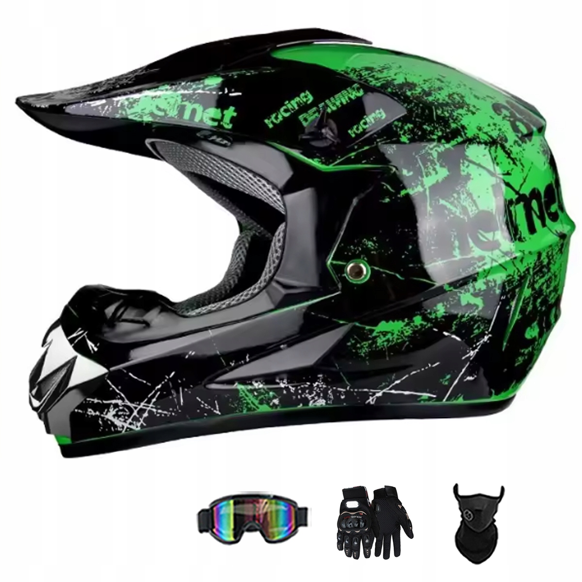 Motocyklová Přilba Lehká Enduro Quada Brýle Rukavice Maska L
