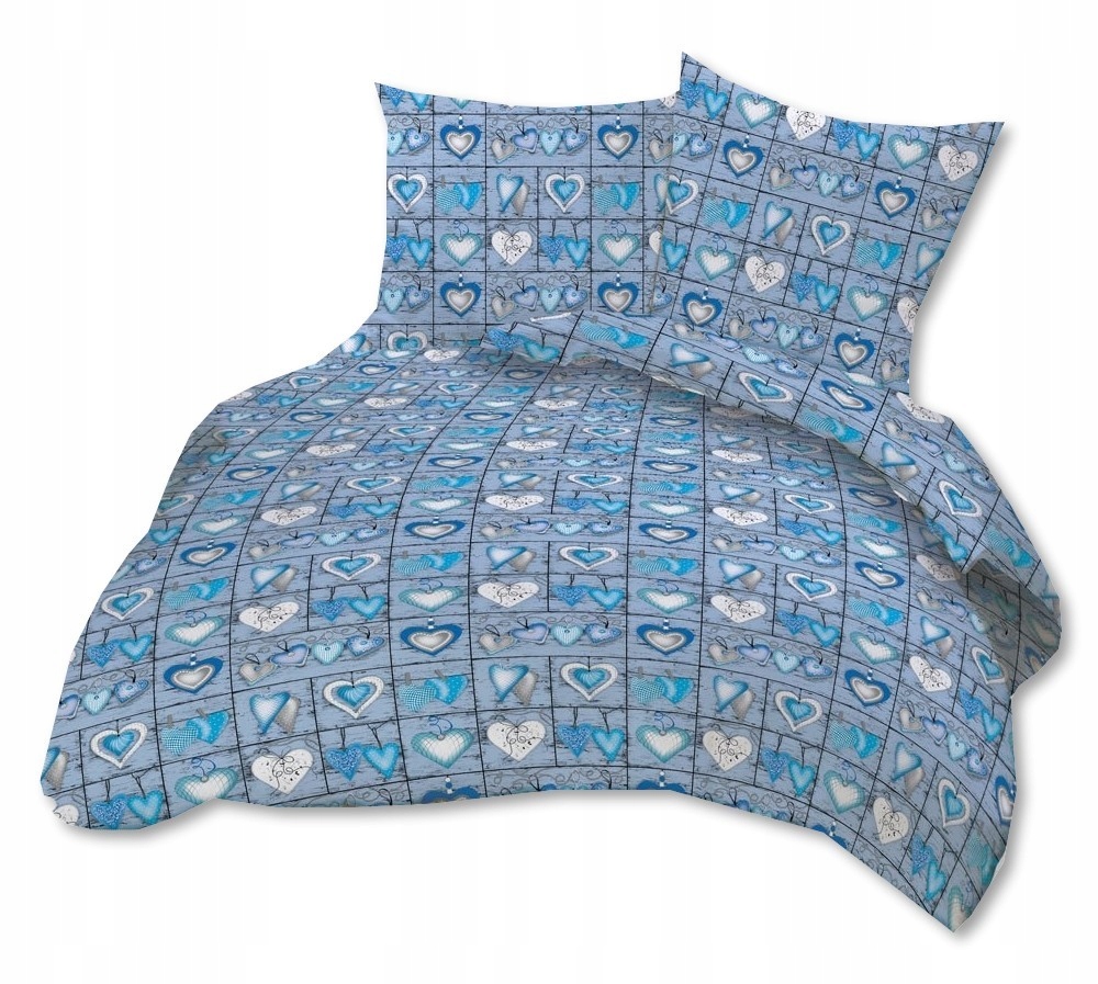 Povlečení 140 x 200 cm, 70 x 80 cm, 140 g/m2, bavlna 100 % Srdíčková deska tyrkysová