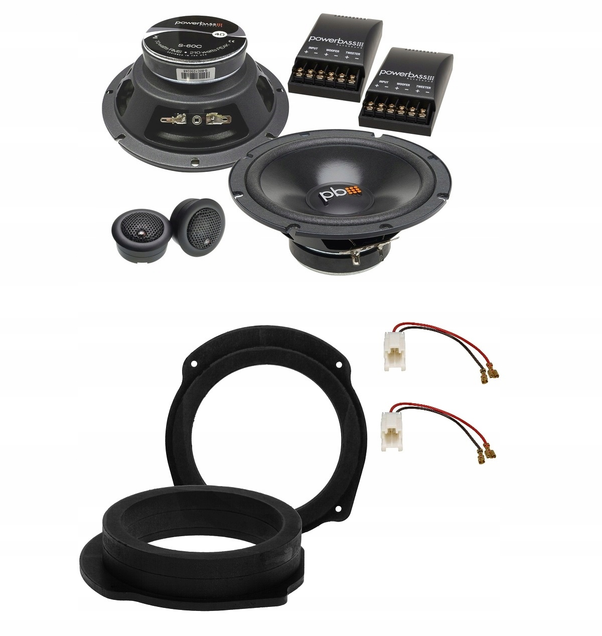 Powerbass S-60C Mdf distanční reproduktory Fiat Bravo 2 Croma Stilo Lancia Delta