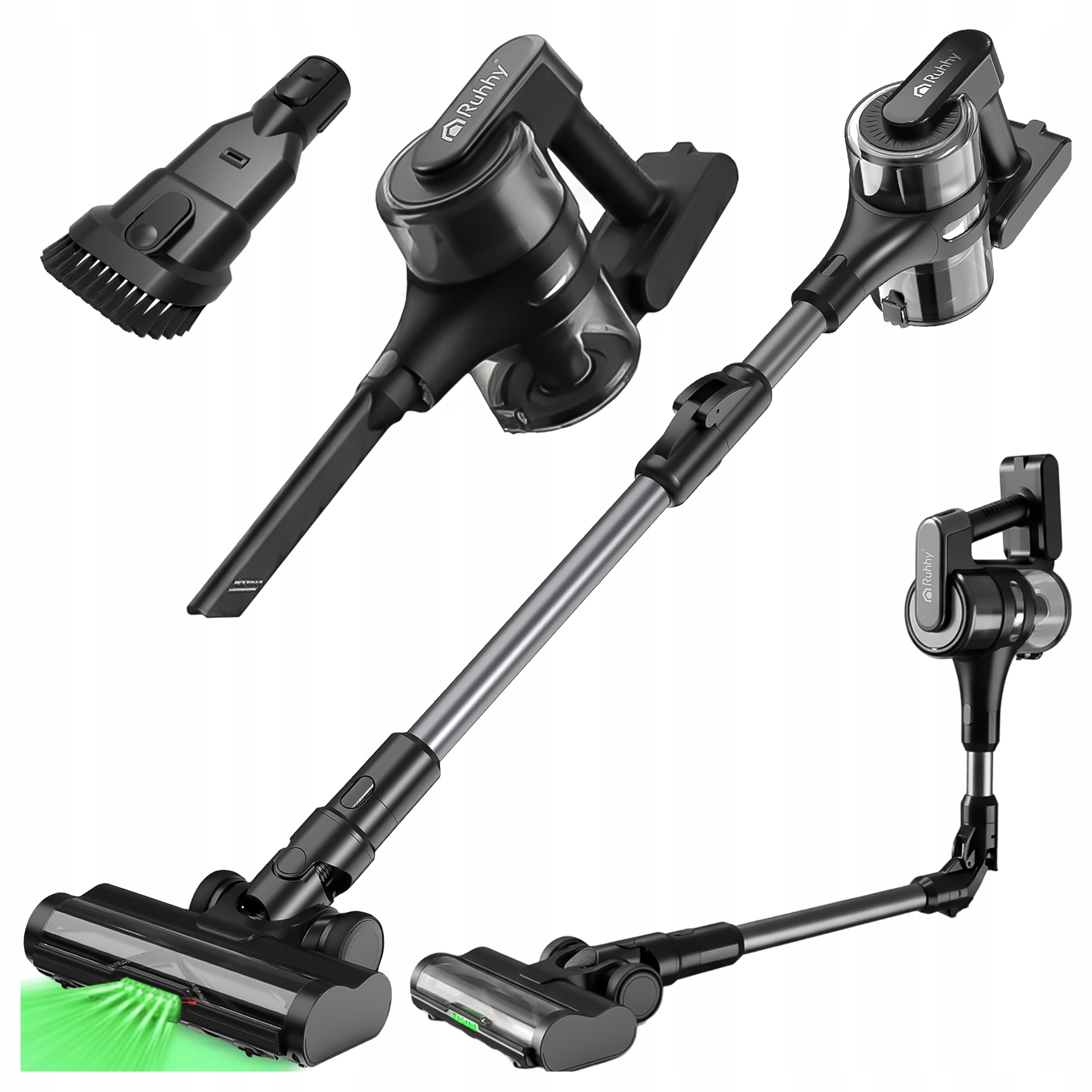 Vertikálny bezdrôtový vysávač Ruhhy LunPro400W 52 minút prevádzky 35 kPa Skladací