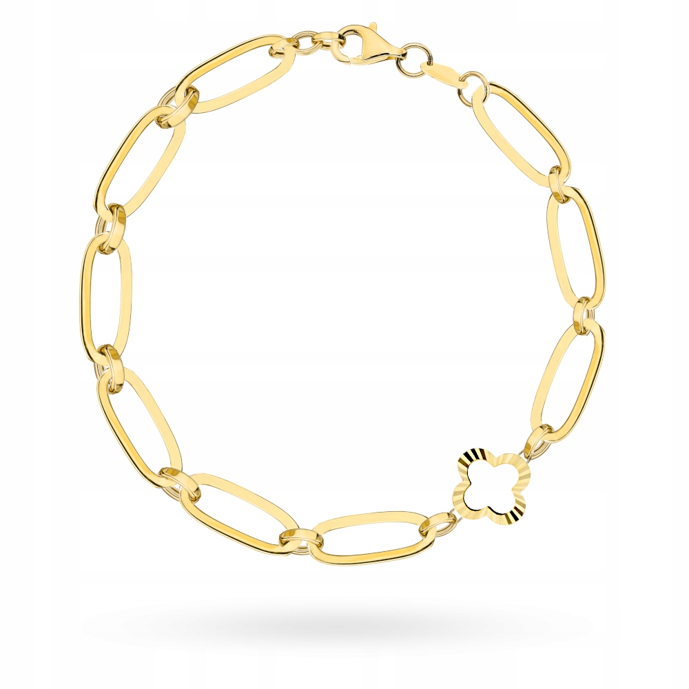 Zlatý náramek 585 Dlouhé články bez zirkonu, kytička 2.54 g, Květ