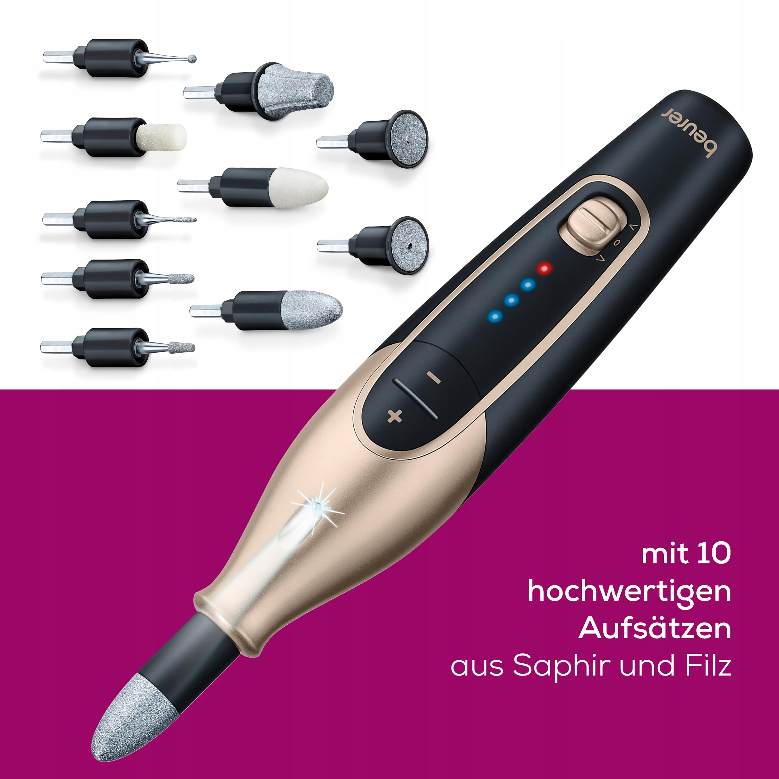 BEURER MP 84 Elektryczny Zestaw Manicure Pedicure LED Akumulator — miniatura 3