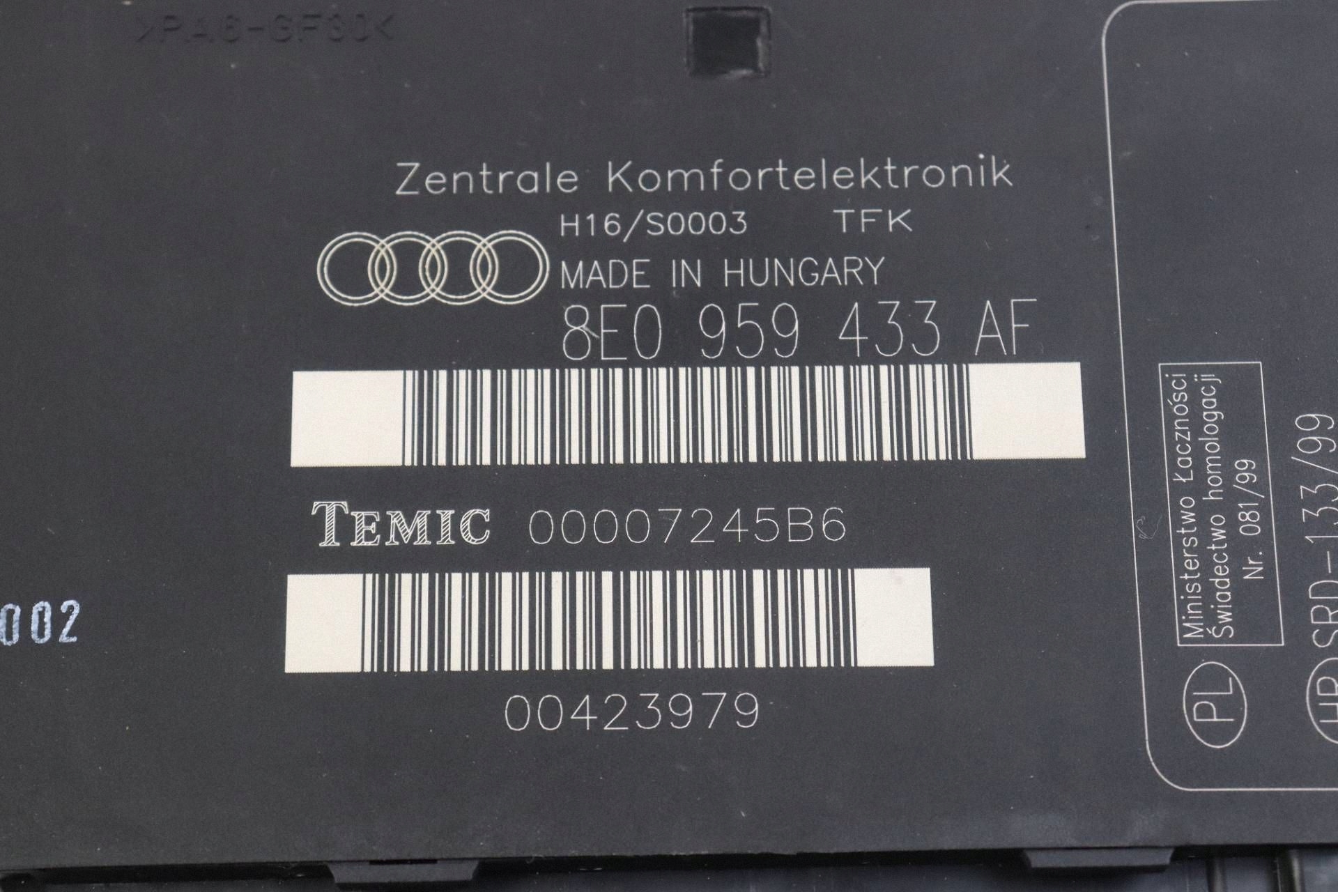 AUDI A4 B6 B7 control unit comfort control unit 8E0959433AF