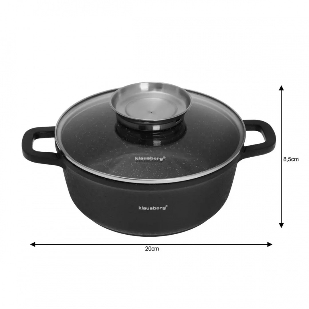 Komplet Zestaw Garnków Granitowych 8el Kinghoff Kolor czarny