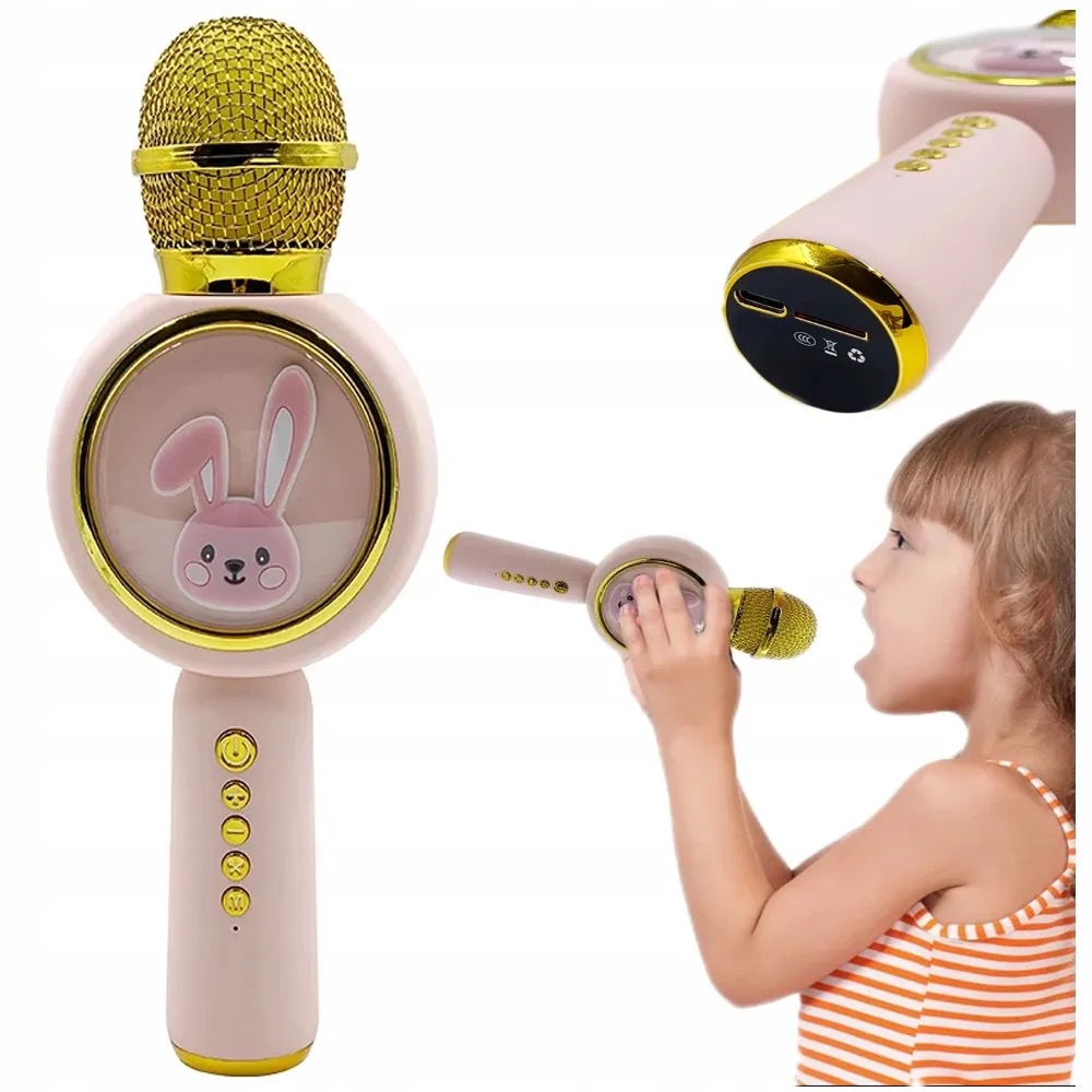 BEZPRZEWODOWY MIKROFON GŁOŚNIK BLUETOOTH KARAOKE SŁODKI KRÓLIK Model PREZENT DLA DZIECKA MIKROFON BEZPRZEWODOWY