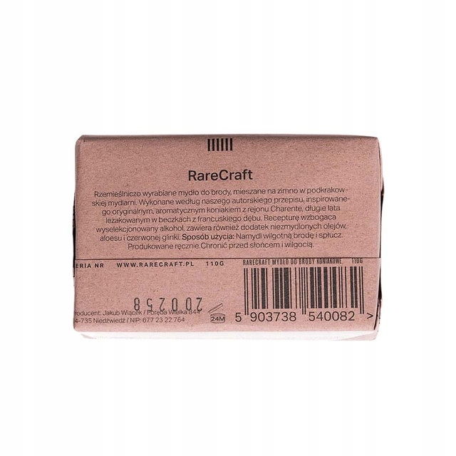 Mydło do brody RareCraft Koniakowe 110g Typ skóry normalna