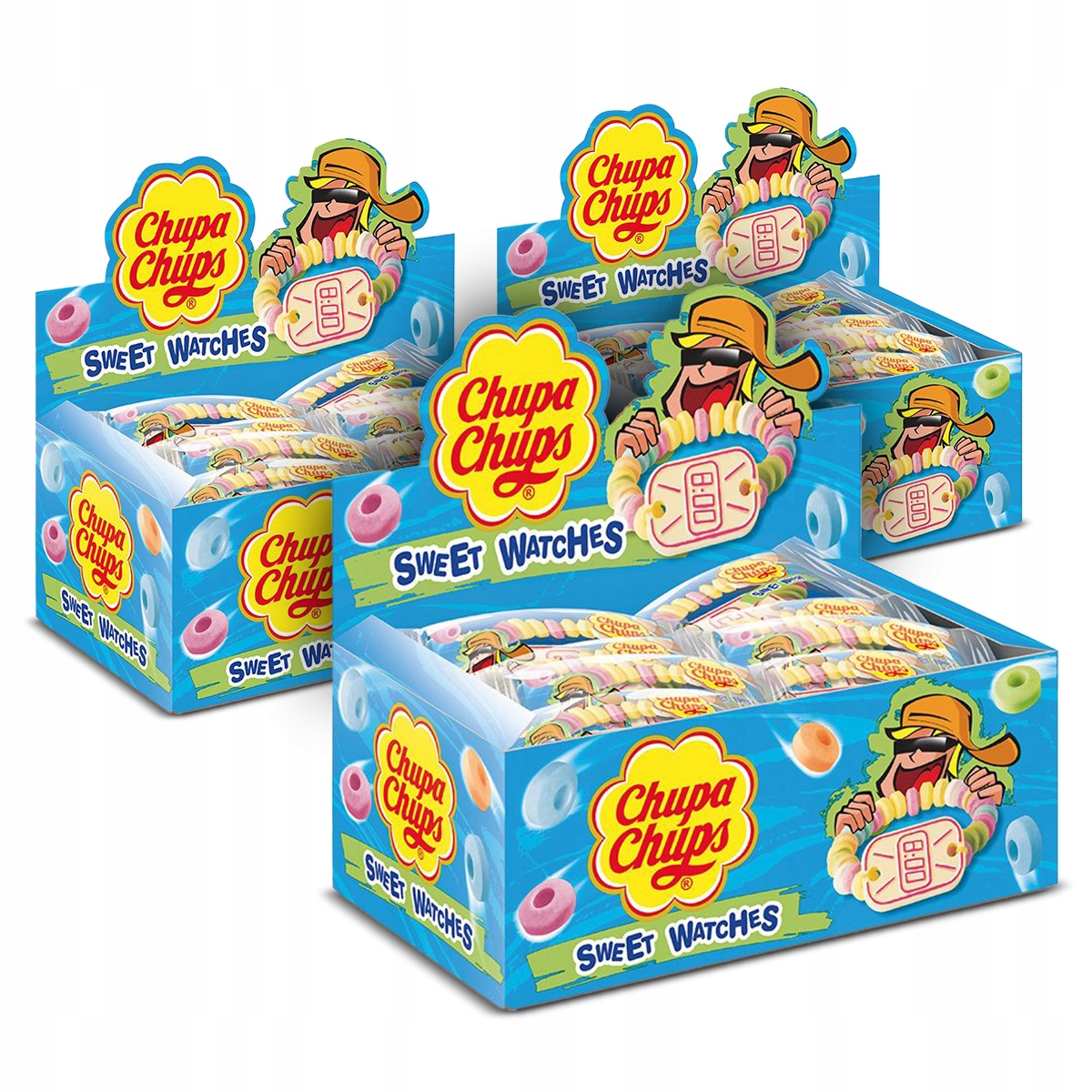 Zestaw Chupa Chups Candy Watches pudrowe cukierki 72 sztuki