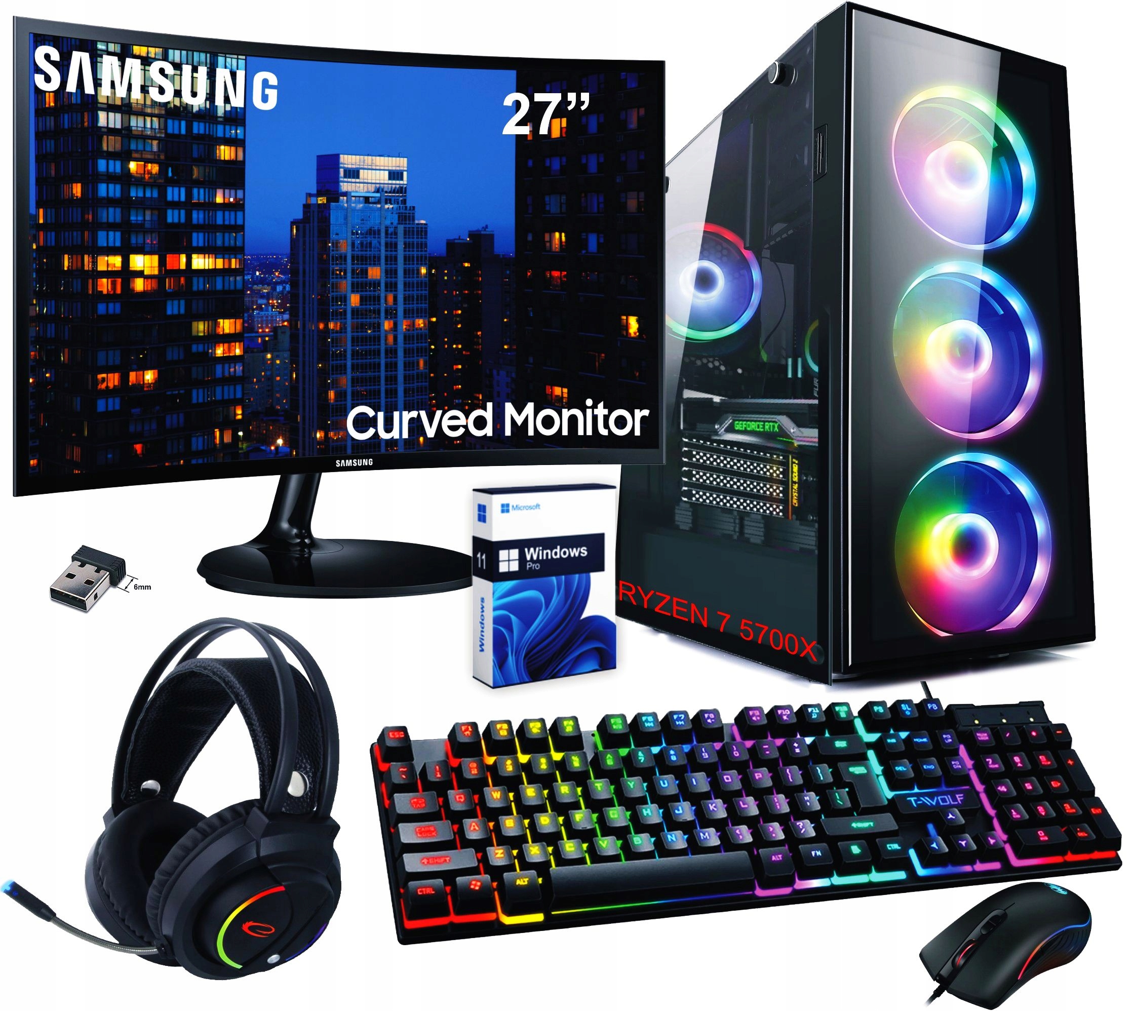 Sada Počítač Ryzen 7|RTX4070|32GB|1000GB|LED 27|Win11