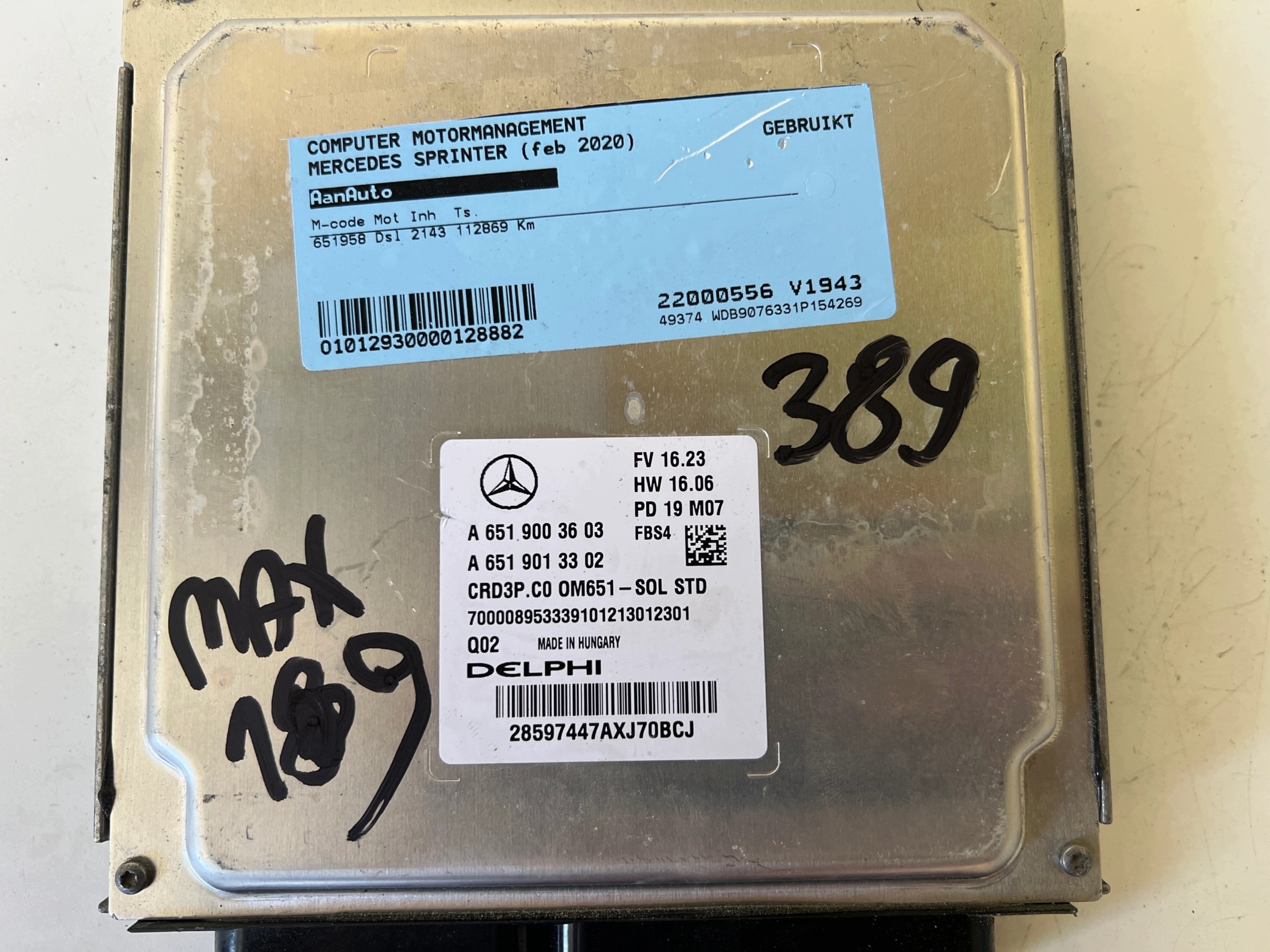 MERCEDES SPRINTER 2.2 CDI A6519003603 A6519013302 651958 computer ECU