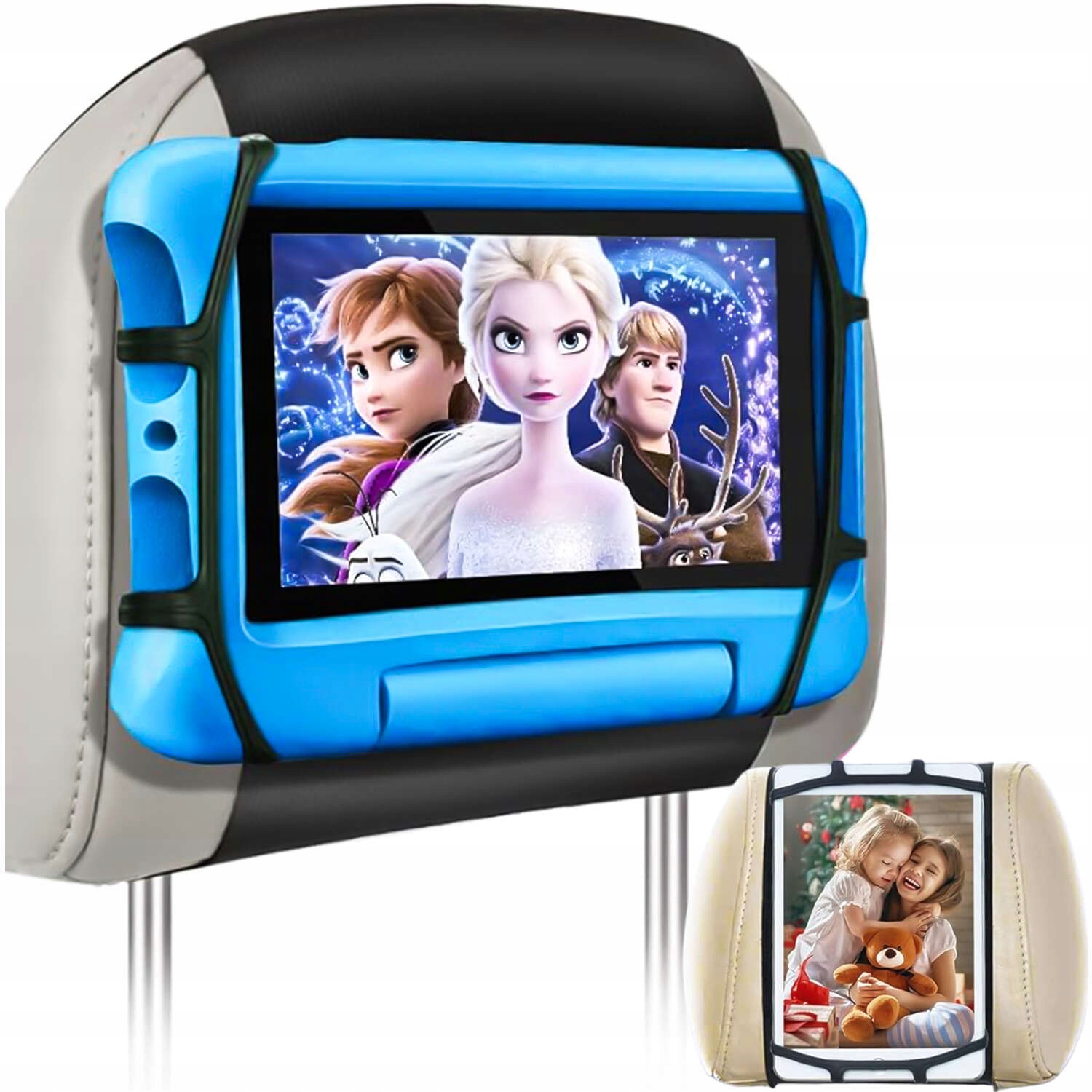 Uchwyt samochodowy na zagłówek auta samochodu mocny rzep na tablet telefon