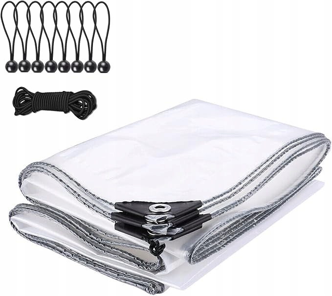 Plandeka ogrodowa wodoszczelna przeźroczysta z oczkami 3 x 1m