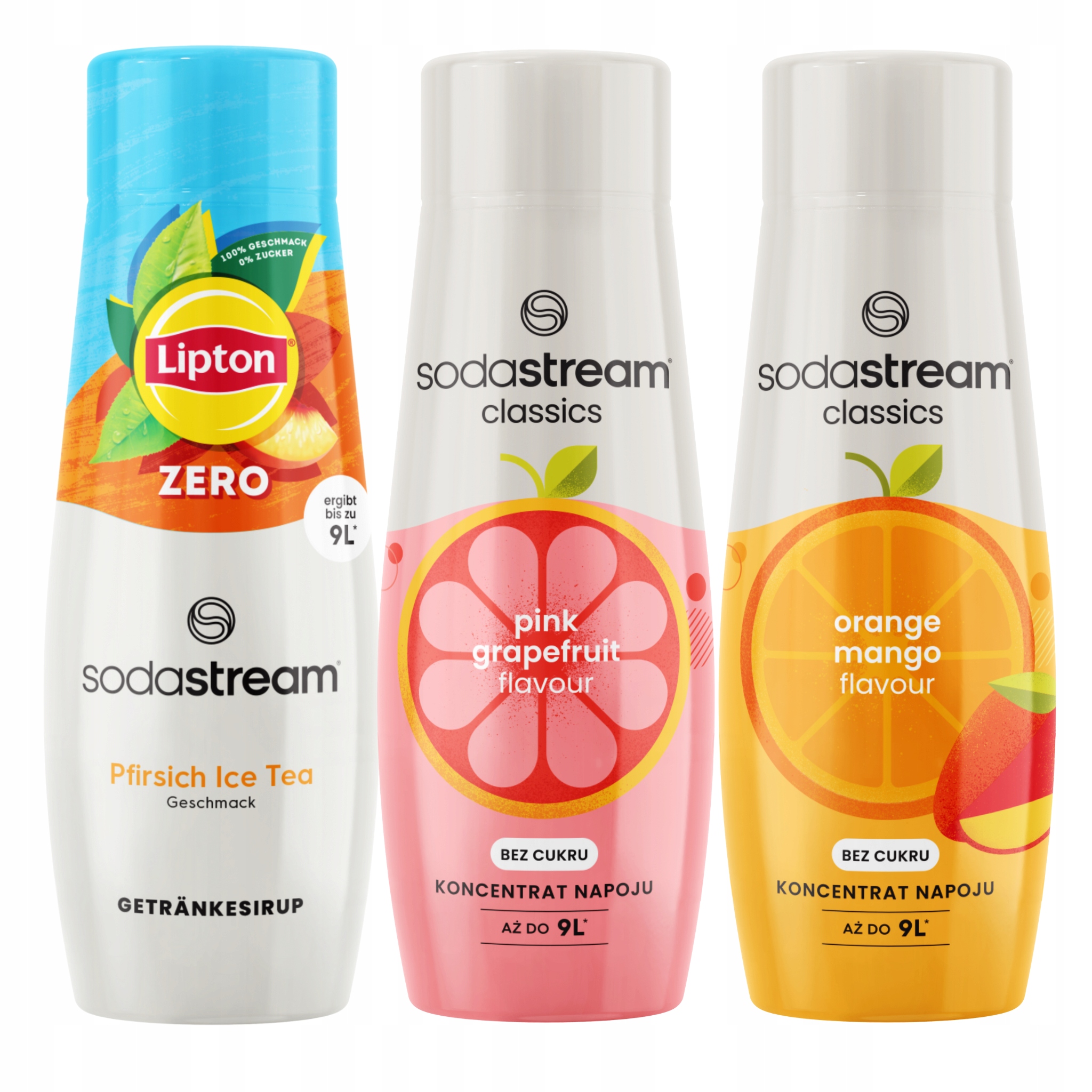 Sada 3 sirupů. SodaStream Lipton IceTea Peach Zero, Grapefruit, Mango