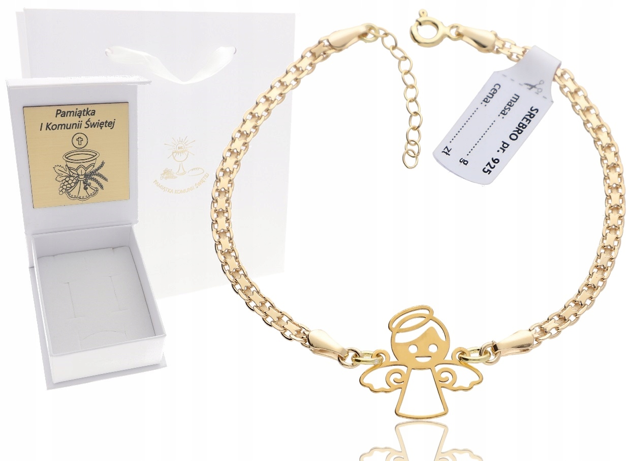 Zlatý náramek Anděl andílek Svaté Přijímání GRAVÍROVÁNÍ925