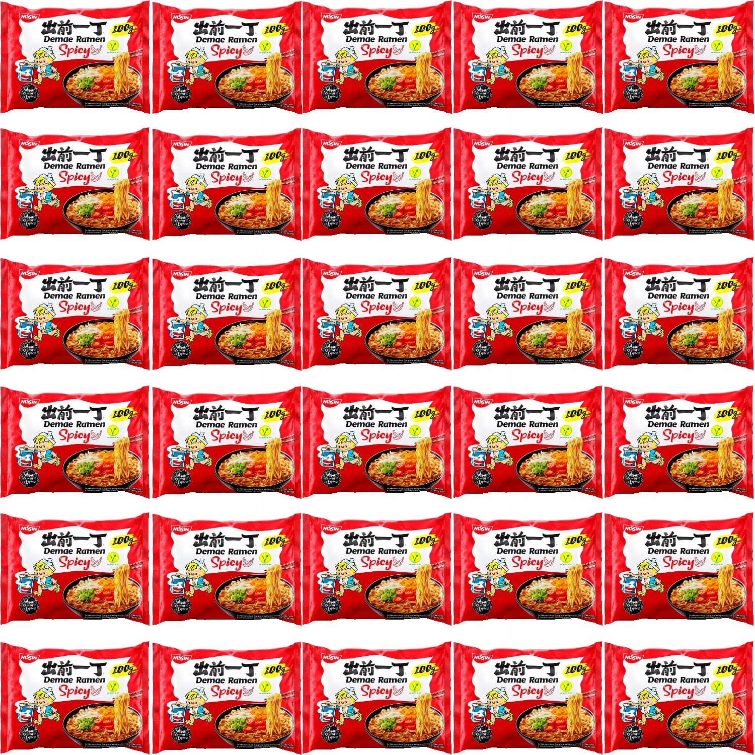 Levně Karton Polévka Těstoviny Instant Demae Ramen Ostra Hot Chili 30 x 100 g Nissin