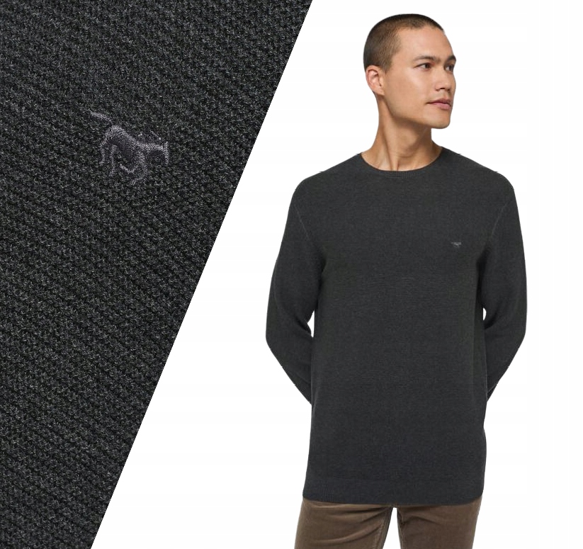 Sweter męski Mustang Emil C Basic popiel bawełna r. XXL
