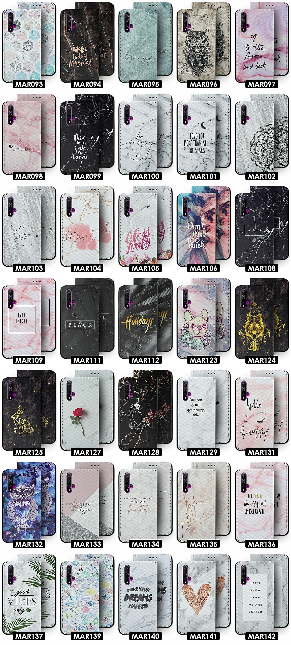 ETUI DO HUAWEI NOVA 5T WZORY + SZKŁO 4SZT Materiał inny