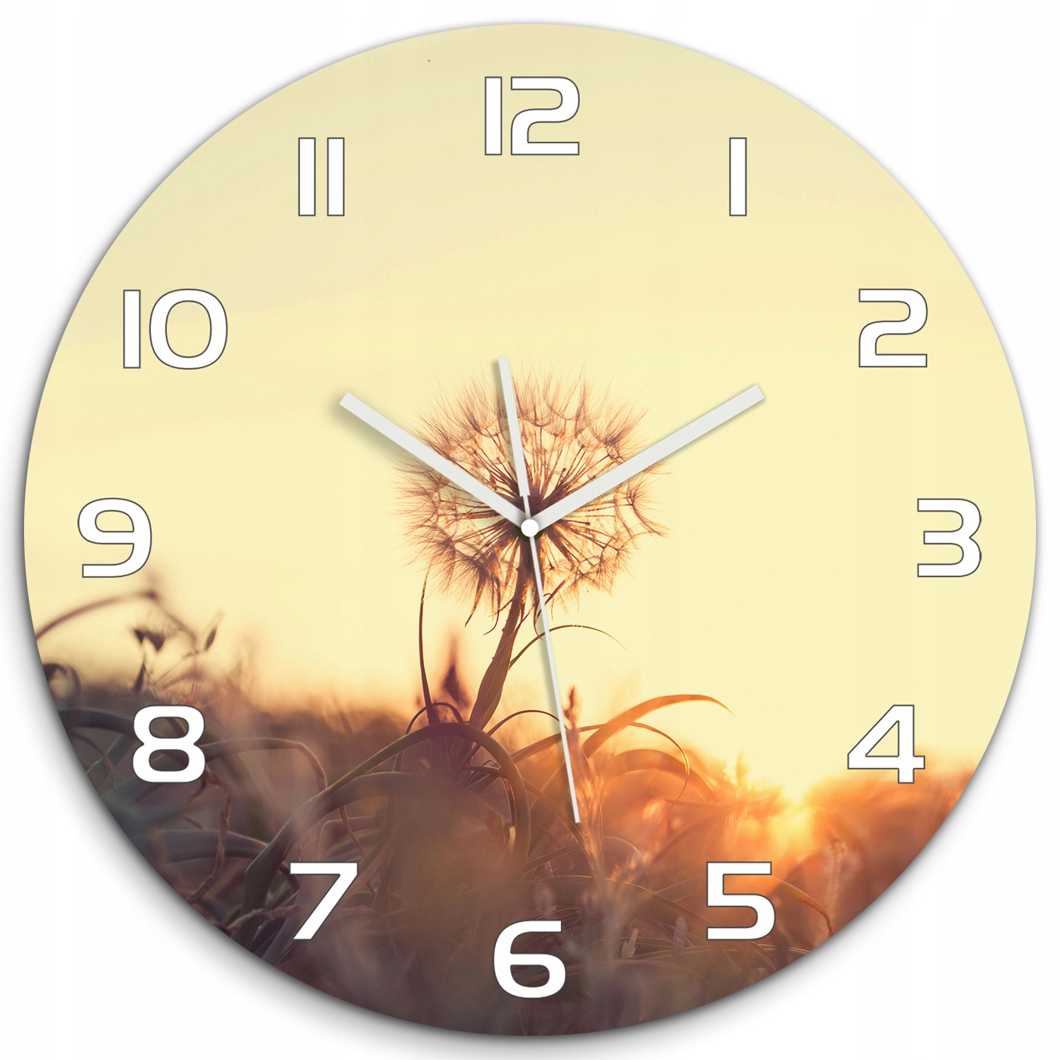 

Duży okrągły zegar ze szkła Dmuchawiec fi 60 cm