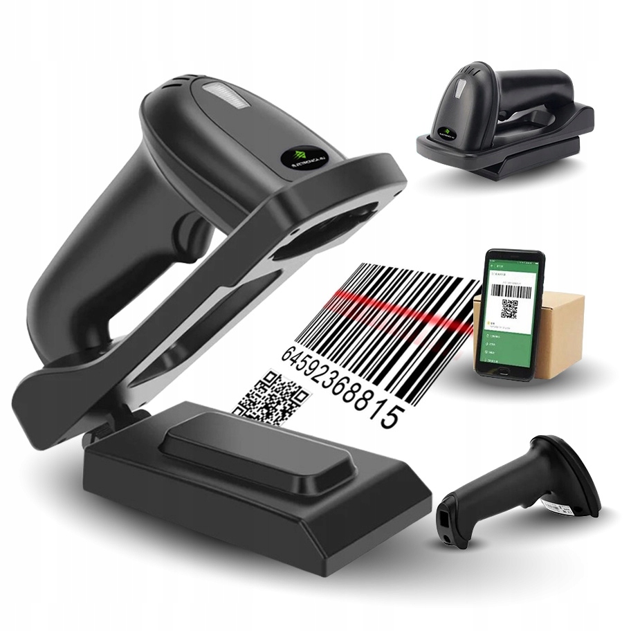 Bezdrátový skener snímač čárových kódů Qr 1D 2D s nabíjecí základnou