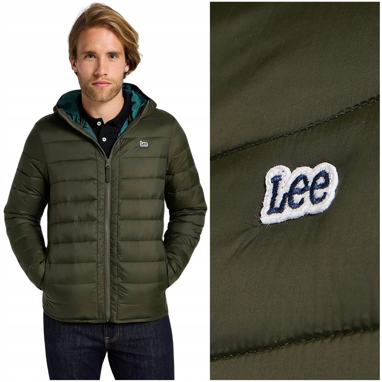 Lee Light Puffer Jacket lehká přiléhavá péřová bunda s kapucí XXL