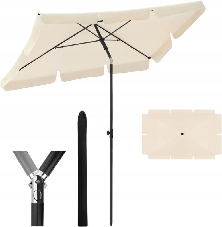 Parasol ogrodowy beżowy 200 x 120 x 245 H54