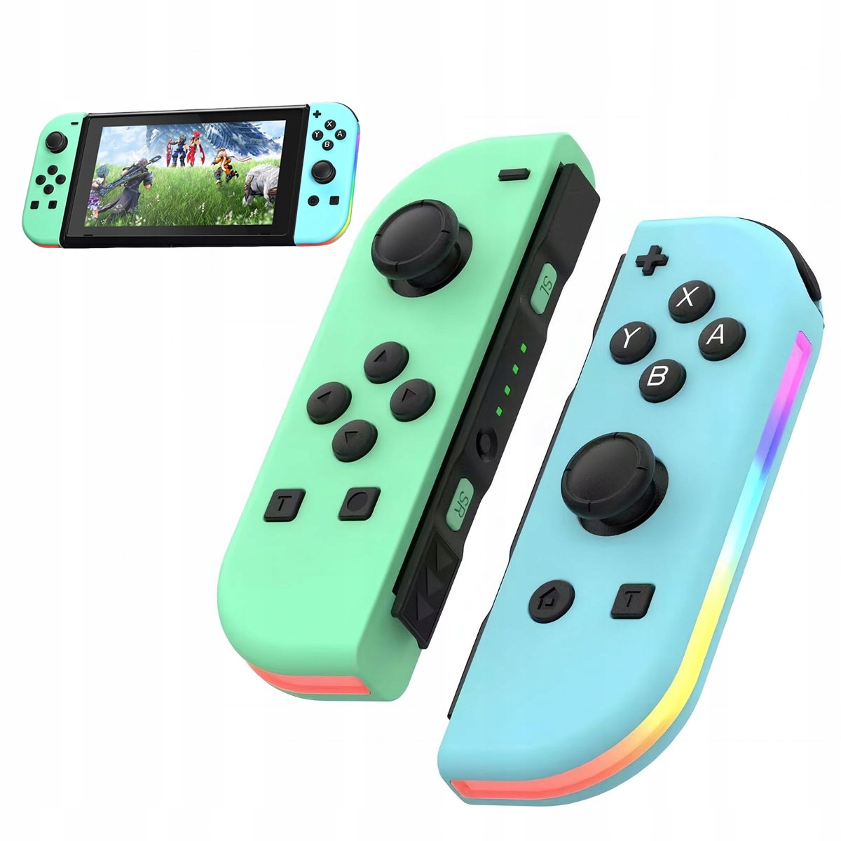 Kontroler do Switch bezprzewodowy Joy Pad zielony Rgb lewy i prawy