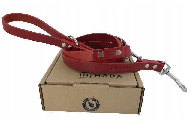 Smycz Regulowana Przepinana Skórzana Hada Czerwona