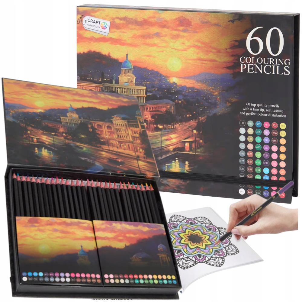 KREDKI PROFESJONALNE OŁÓWKOWE ZESTAW 60 PROFESJONALNYCH KREDEK OŁÓWKOWYCH