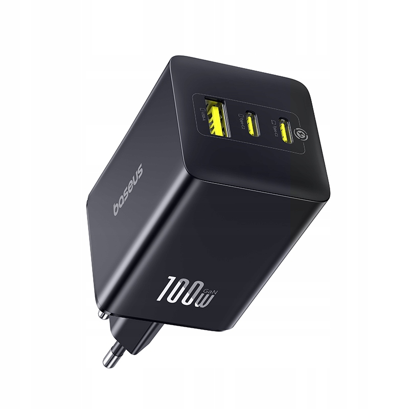 Baseus szybka ładowarka sieciowa 100W GaN 3 porty Usb-c Usb-a Qc bezpieczna