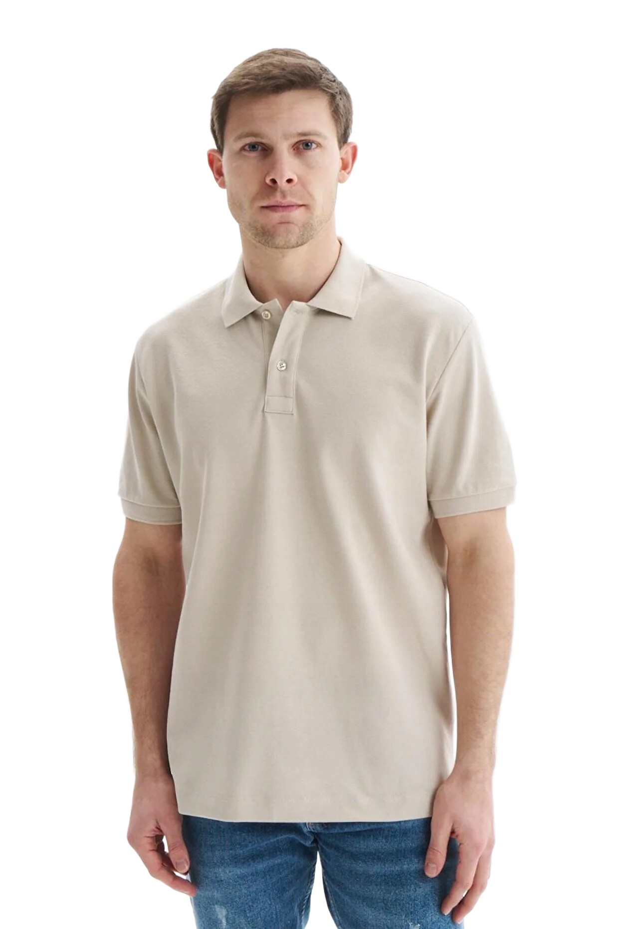 Defacto Pánské Polo Tričko Béžové S Krátkým Rukávem 3XL 5DA