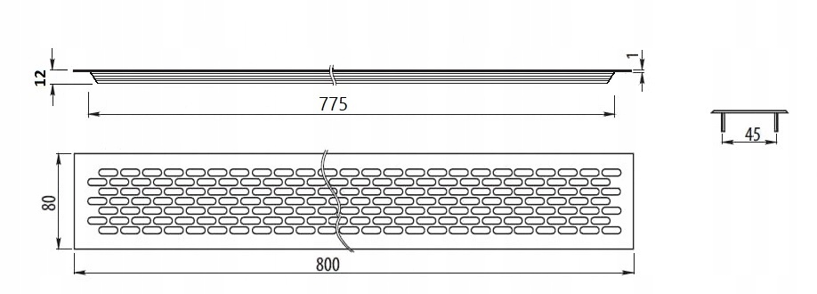KRATKA WENTYLACYJNA DUŻA MEBLOWA 80x800 BIAŁA Marka Leba