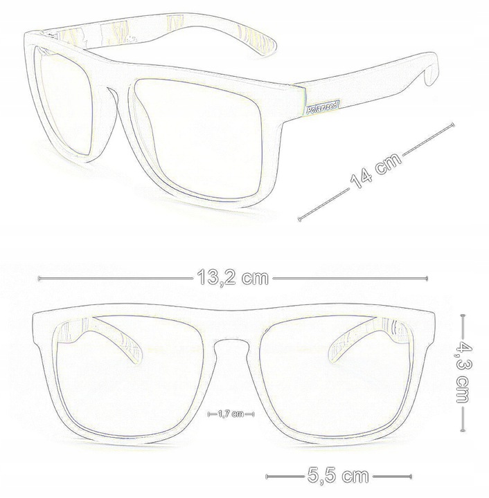 OKULARY POLARYZACYJNE LUSTRA PRZECIWSŁONECZNE ETUI Długość zausznika 141 mm