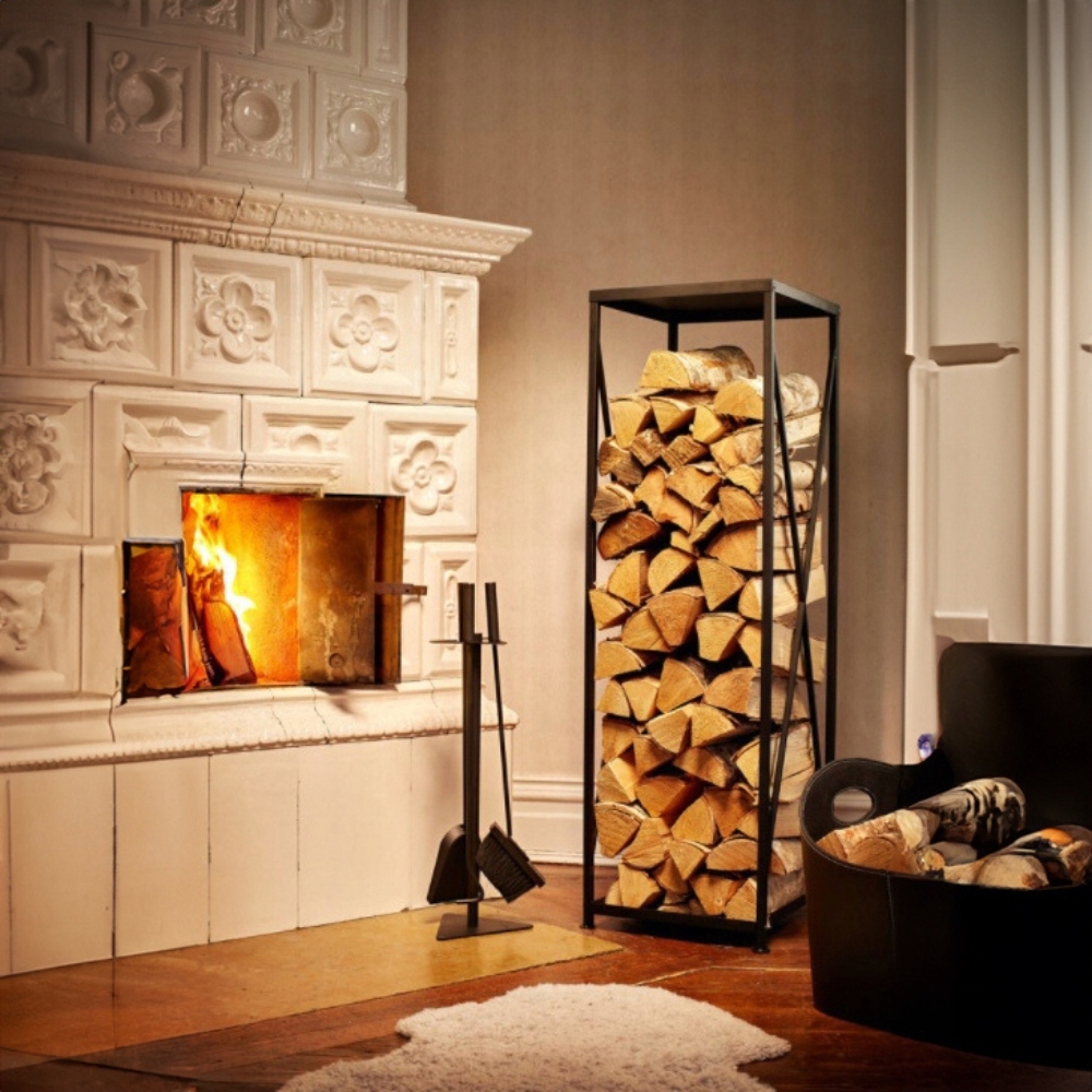 STOJAK NA DREWNO OPAŁOWE PÓŁKA REGAŁ KOMINKOWY METALOWY LOFTOWY KOSZ WYSOKI Marka inna