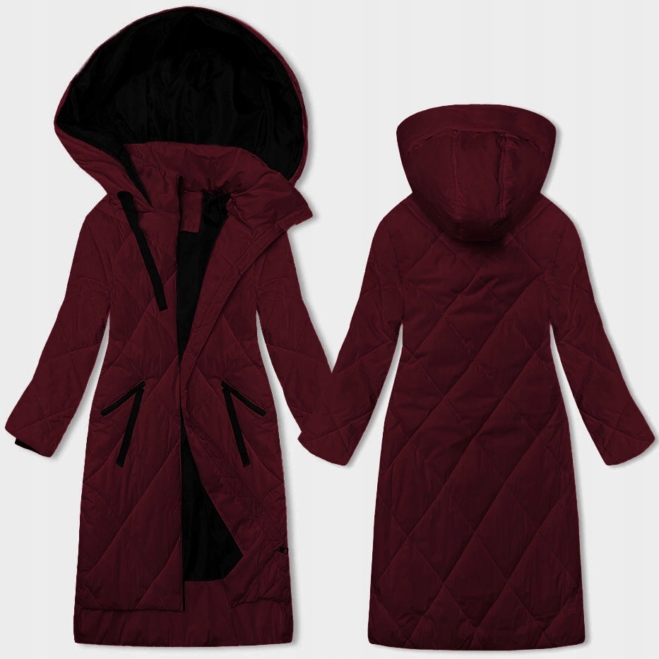 Volná Bunda Kapuce 5M3168 Bordó S (36)