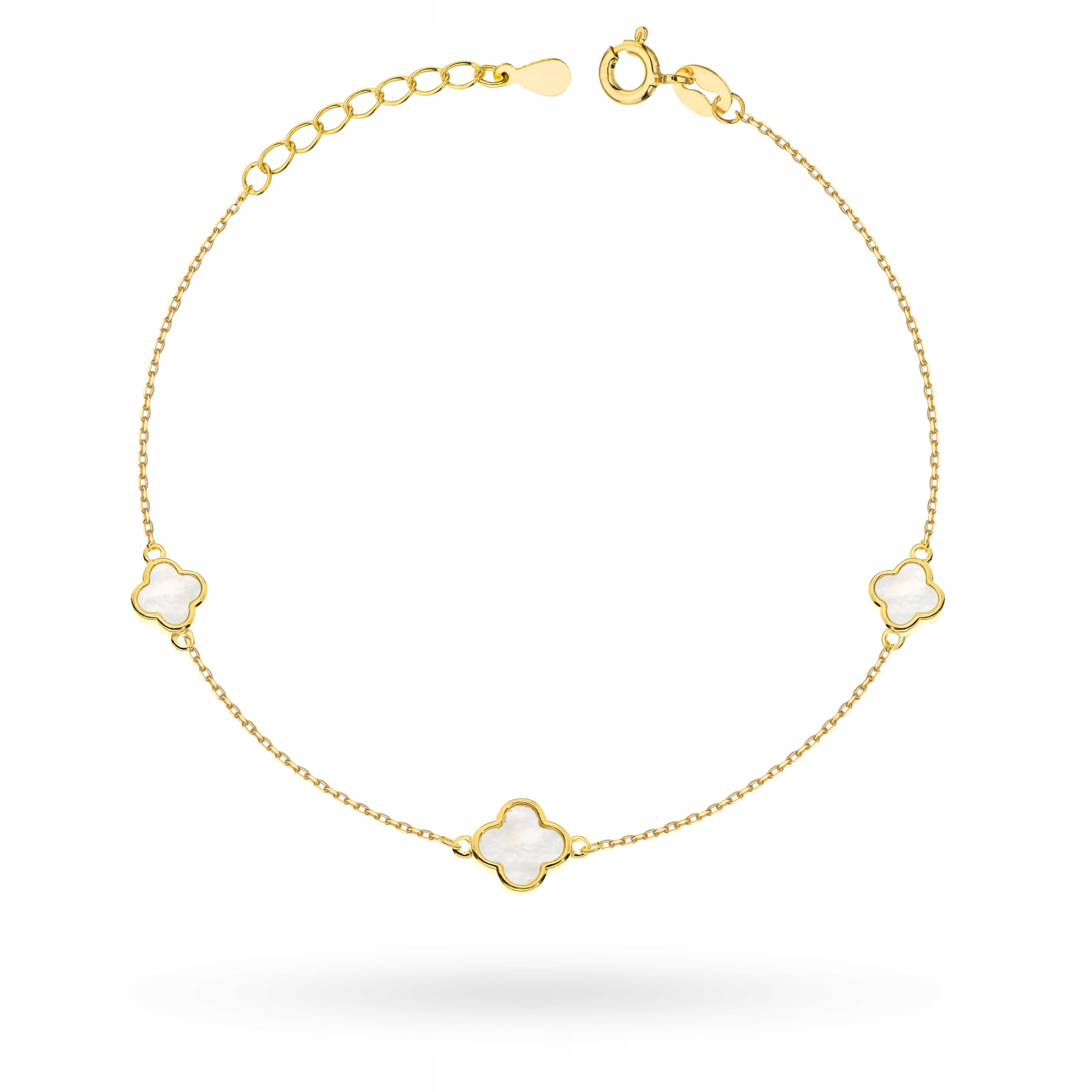 Pozlacené Stříbrné Náramky Dámské ryzost 925 Jetelky Lilijky Bílá Masa