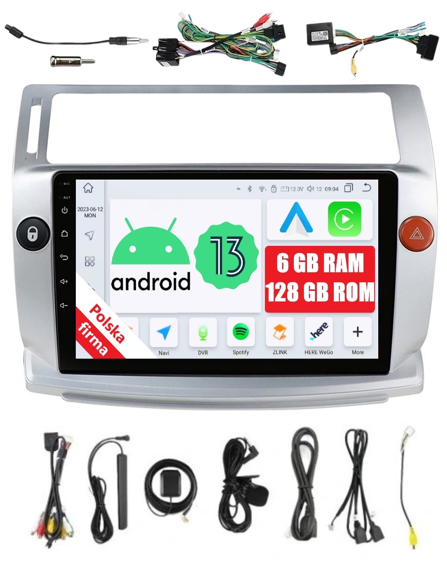 Navigácia Rádio 2DIN Android Citroen C4 1 I Dsp 6/128 Gb Carplay Lte