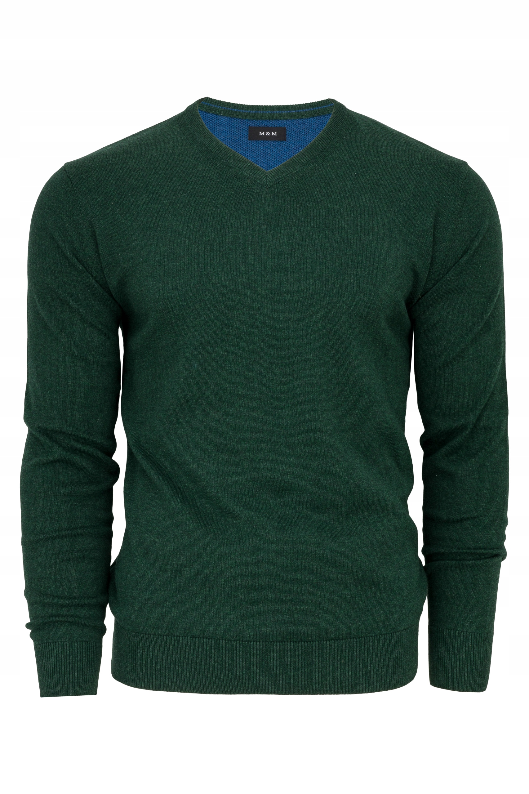 Pánský svetr V-neck serek M&M zelený Premium Cotton Bavlna 100% vel M