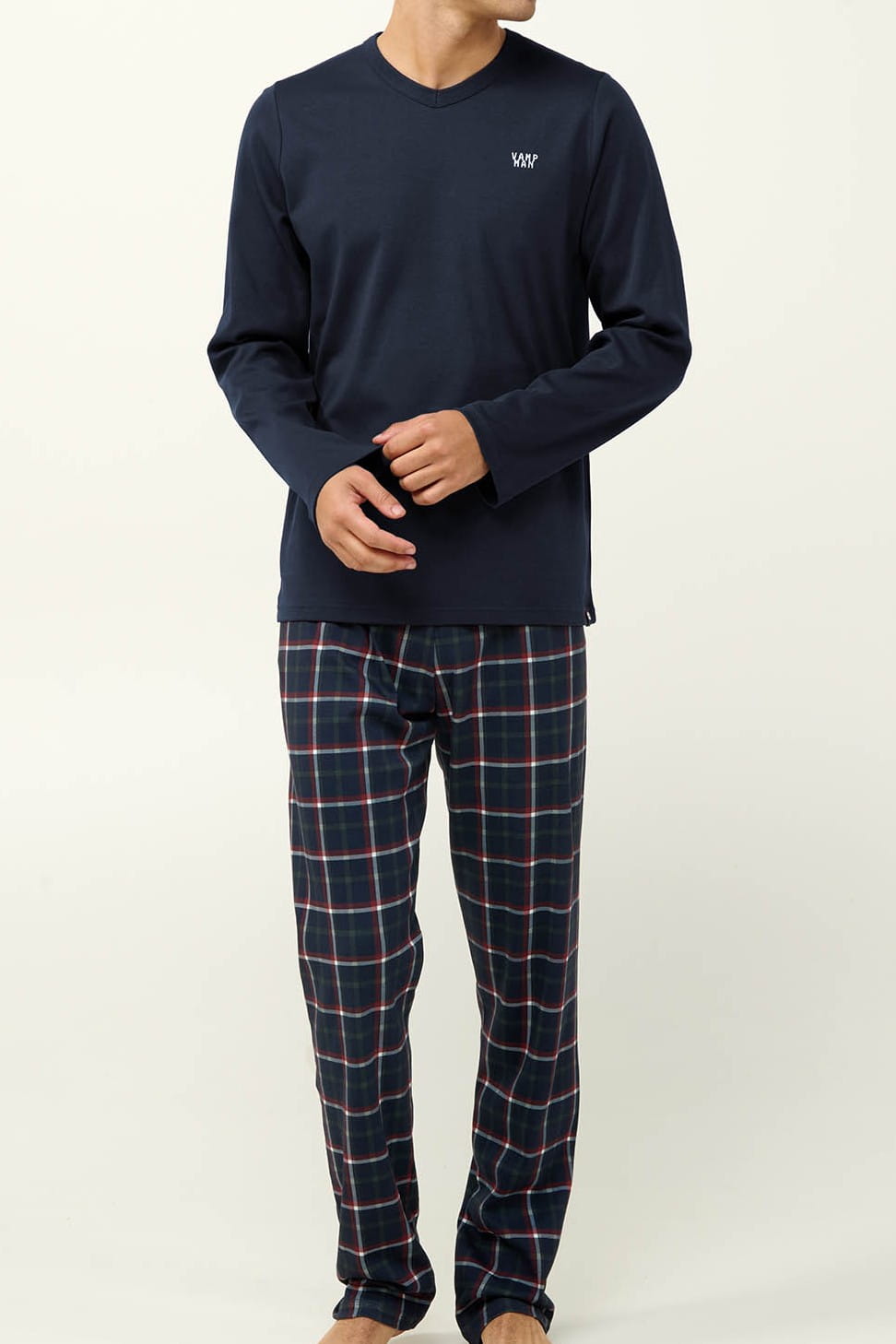 Pánské pyžamo s dlouhým rukávem Vamp 23681 modré [Velikost 3XL]