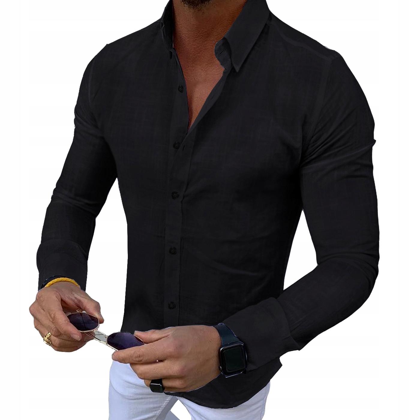 Koszula Męska Klasyczna Gładka Plus Size Regular Bawełniana