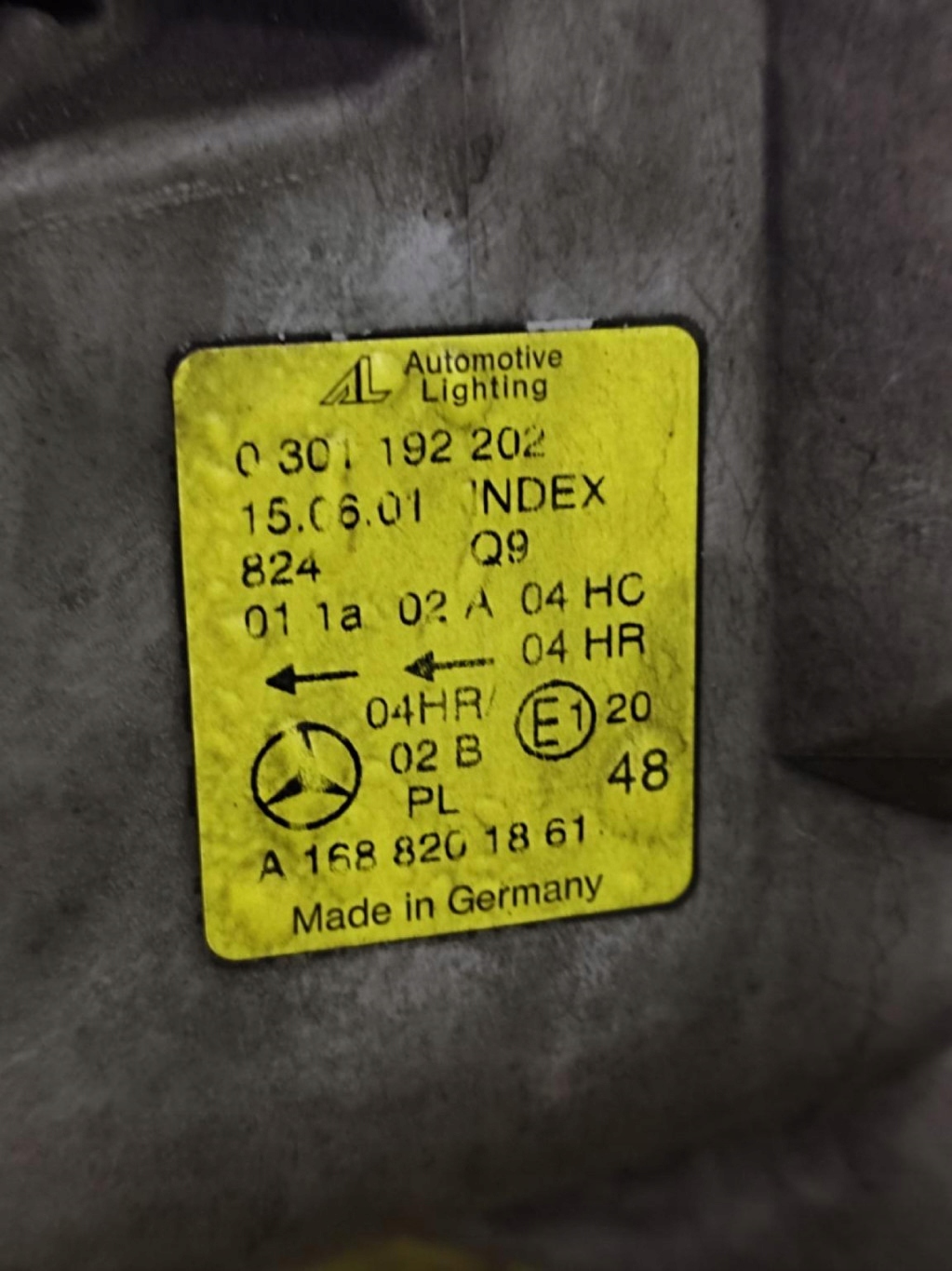 MERCEDES A170 REFLEKTOR light right front A1688201861