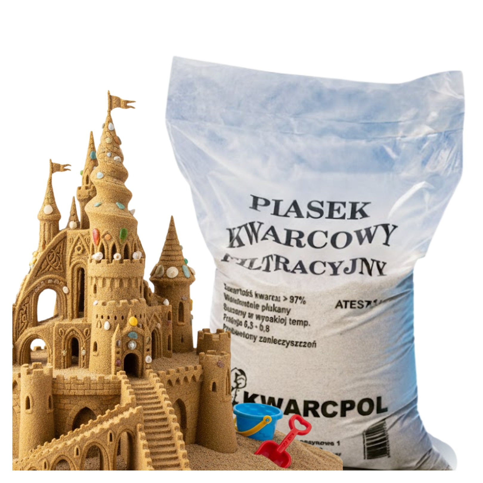 Piasek do piaskownicy Atest Pzh 140 kg drobny czysty miękki