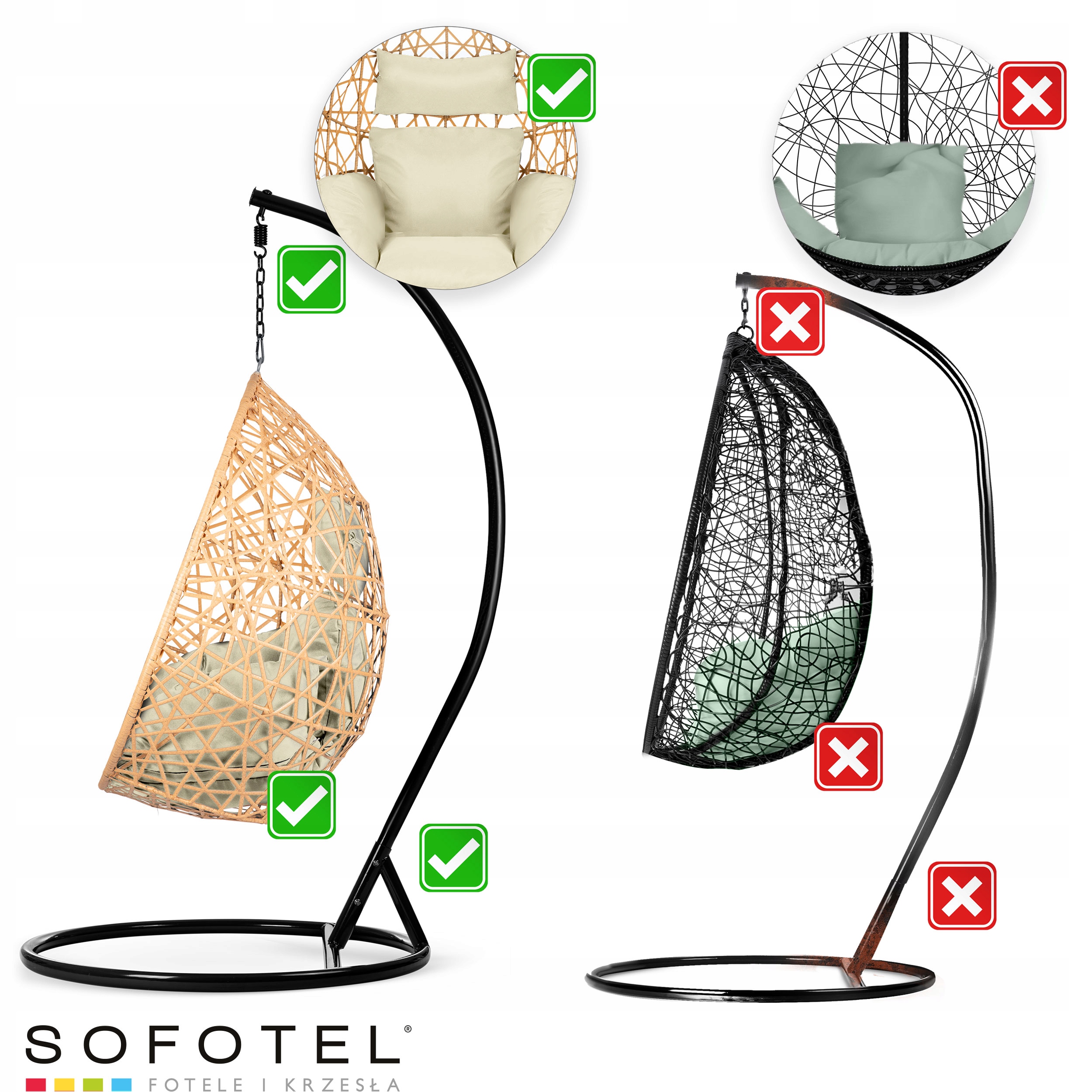 FOTEL WISZĄCY BUJANY OGRODOWY KOSZ HUŚTAWKA KOKON Linia Sabana