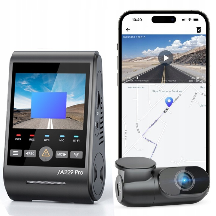 VIOFO A229 PRO 2CH-G REJESTRATOR PRZÓD/TYŁ 4K/2K HDR GPS 512GB ACC PILOT Marka Viofo