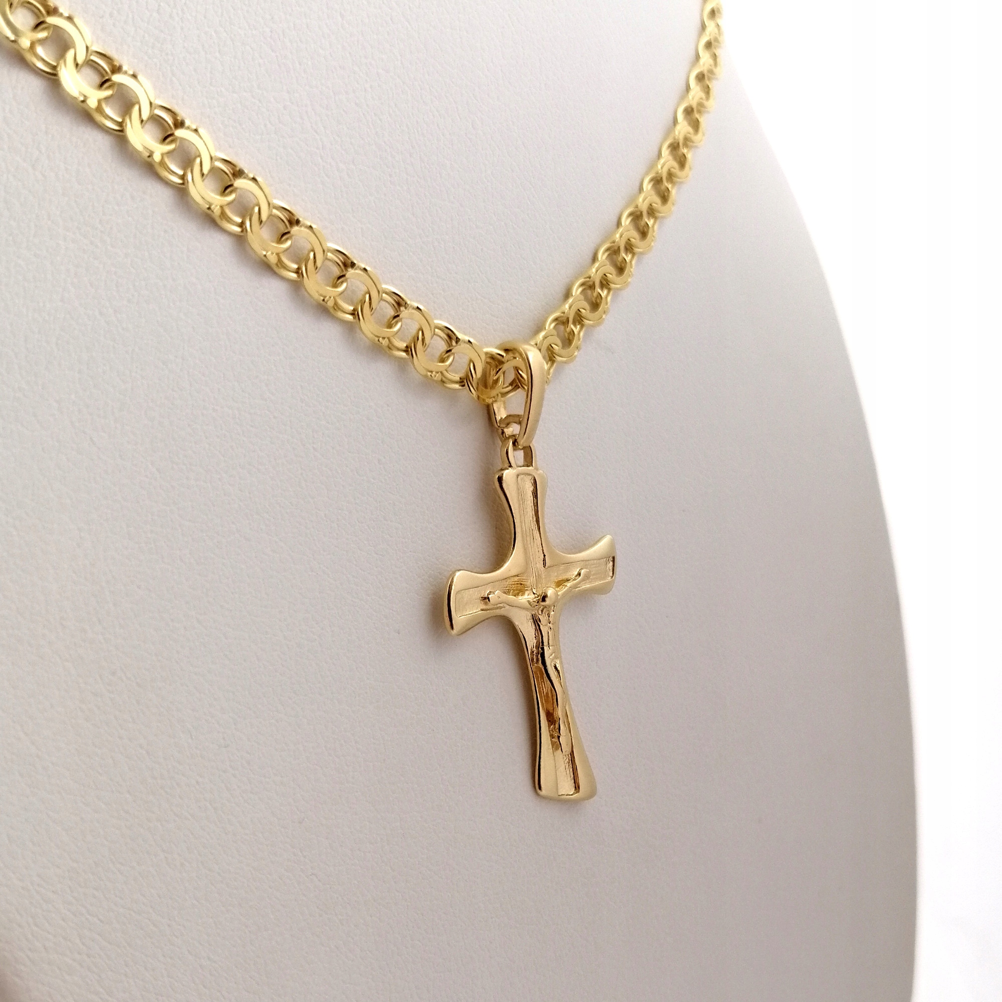 ŁAŃCUSZEK ZŁOTY MĘSKI + ZAWIESZKA KRZYŻ SREBRNY 925 GRAWER KOMUNIA CHRZEST Marka Golden Celebrity