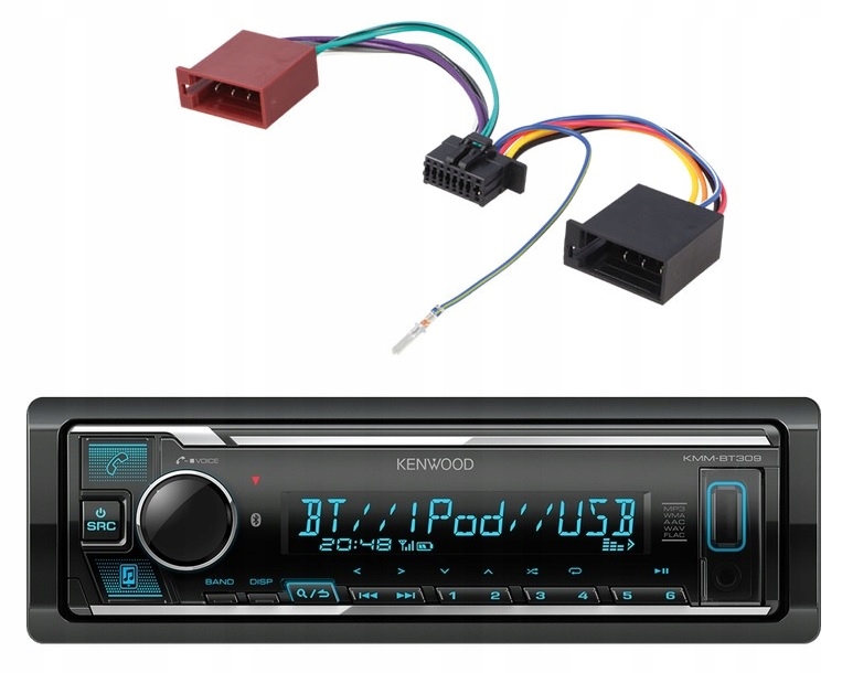 Kenwood KMM-BT309 Autorádio Bluetotoh Usb Aux Color Iso adaptér