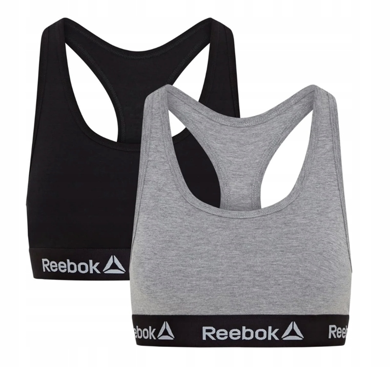 Reebok Biustonosz sportowy 2 sztuki Czarny Szary r. S
