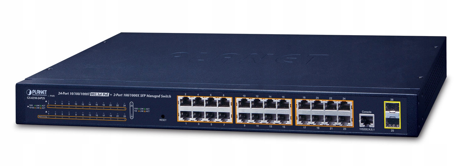 Switch Planet 24portový Gigabit Ethernet riadený PoE