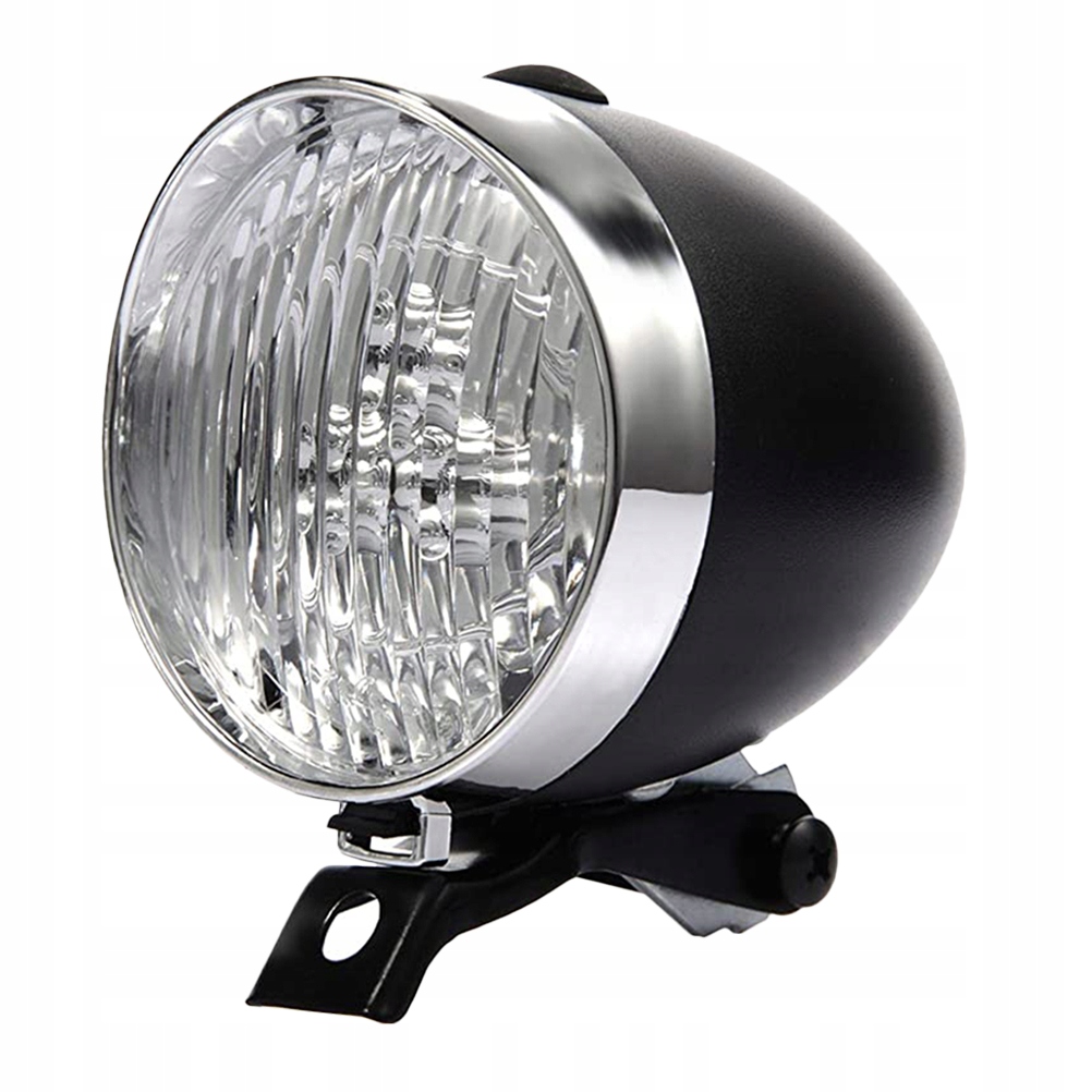 SOLIDNA CZARNA LAMPA ROWEROWA Z DIODĄ LED I DESIGNEM RETRO