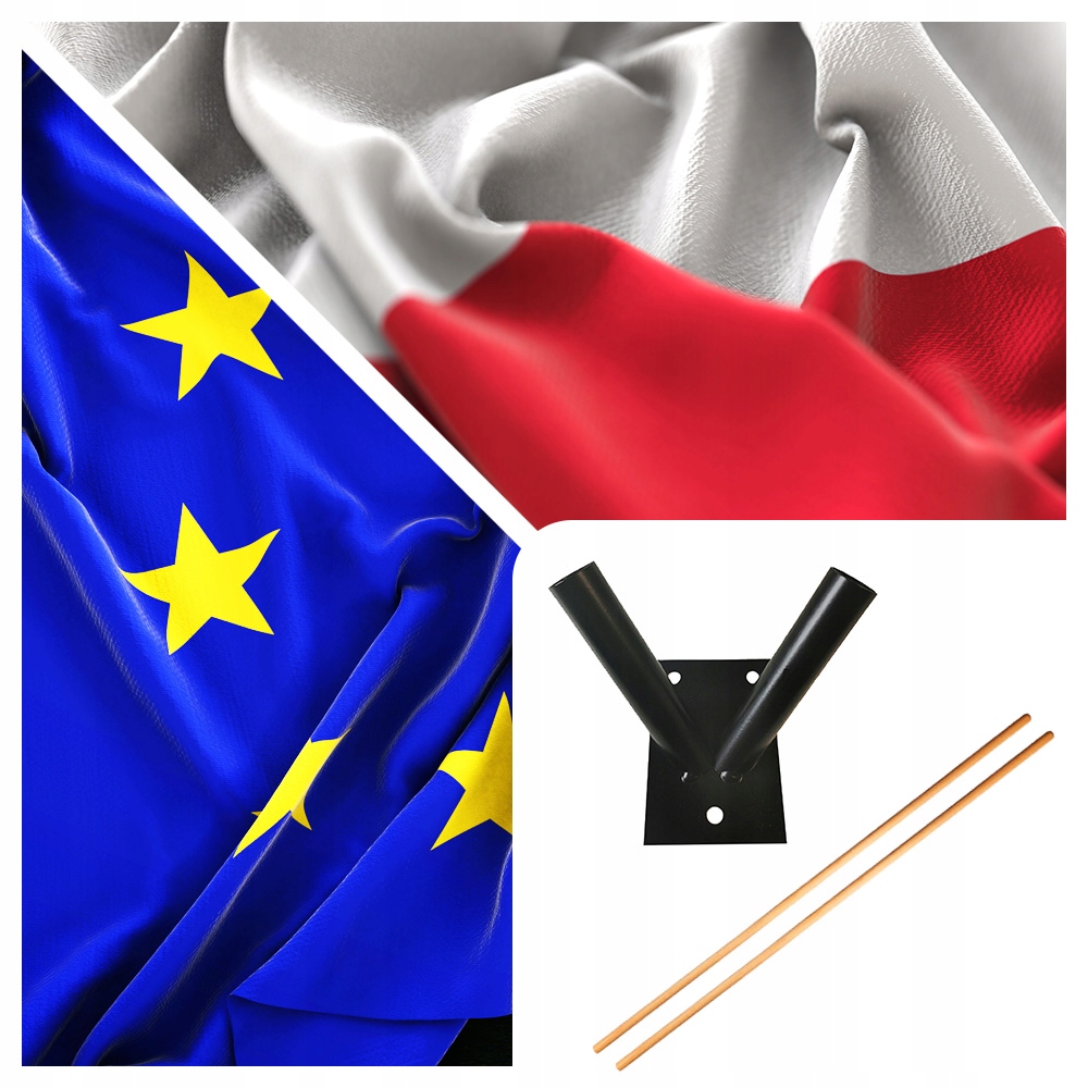 

Flaga Polski Ue Czarny uchwyt flagi maszt duży